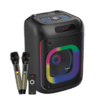 fingers 2mic thunderbox45 portable bluetooth speaker with dual wireless mics | 40w power bass | karaoke & party speaker (rich black)