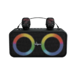 fingers 2mic karaoke portable bluetooth speaker with dual wireless mics | 24w output | karaoke & party speaker (rich black)