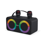 fingers 2mic karaoke portable bluetooth speaker with dual wireless mics | 24w output | karaoke & party speaker (rich black)