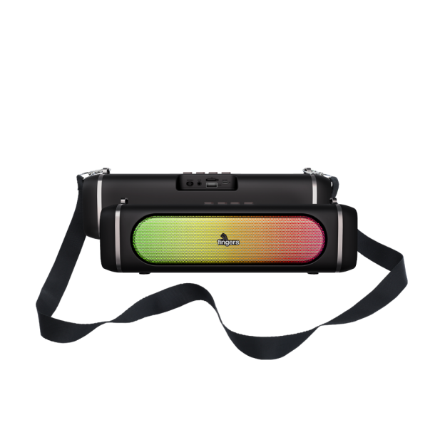 fingers soundpower 20 portable bluetooth speaker | 20w 360° surround sound | deep bass & rgb lights | with free carry strap (black)