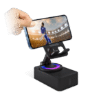 fingers mini mot (my own tv) portable bluetooth speaker with rgb lights & mobile stand | 5w sound | bluetooth v5.3 | hands free entertainment (rich black)